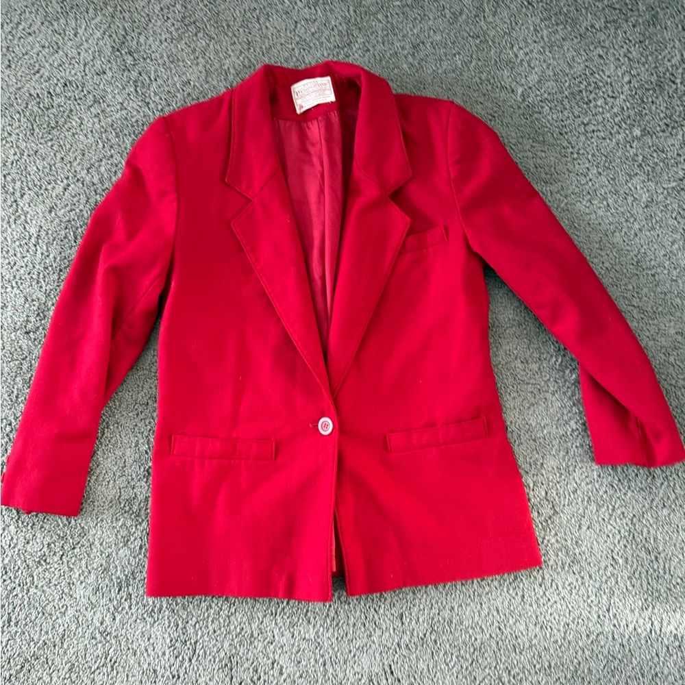 Vintage Pendleton red 100% virgin wool single button blazer size 6